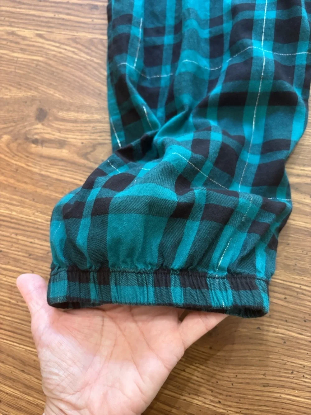 Victoria’s Secret Teal Black Tartan PJ Joggers Elastic-Waist Size XL